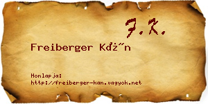 Freiberger Kán névjegykártya
